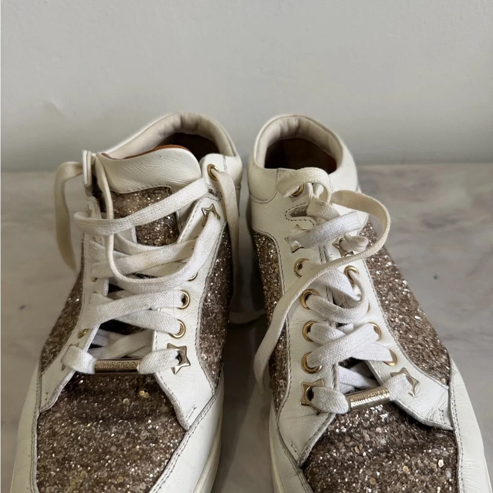 Jimmy Choo Stylish Glitter Sneakers size 8.5